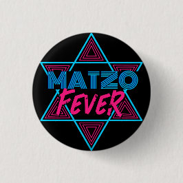 Matzo Fever Blue Pink 70er Disco Star Jüdisch Button