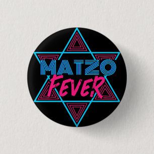 Matzo Fever Blue Pink 70er Disco Star Jüdisch Button