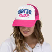 Matzo Fever Blue Pink 70er Jüdischer Retro-Slogan Truckerkappe (Beispiel)
