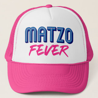 Matzo Fever Blue Pink 70er Jüdischer Retro-Slogan Truckerkappe