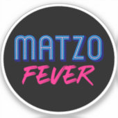 Matzo Fever Blue Pink Retro Slogan Jüdisch Aufkleber (Vorderseite)