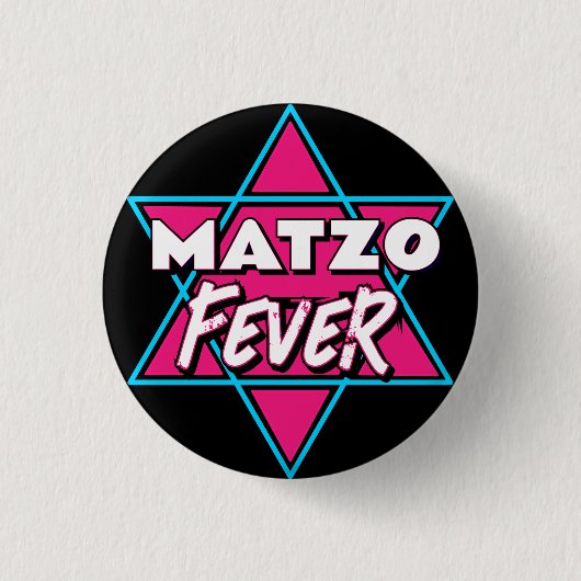Matzo Fieber Blau Rosa 70er Disco Star jüdisch Button (Vorderseite)