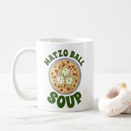 Matzo Matzah Ball Soup Jüdische Küche Pessach Kaffeetasse (Mit Donut)