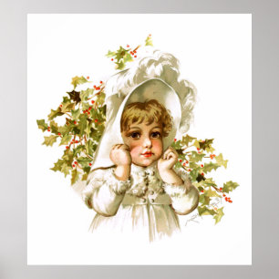 Maud Humphrey: Herbst-Mädchen mit Stechpalme Poster