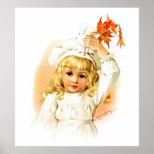 Maud Humphrey: Herbstmädchen mit Ahornblättern Poster (Vorne)
