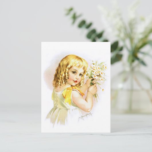 Maud Humphrey: Sommermädchen mit Daisien Postkarte (Stehend Vorderseite)