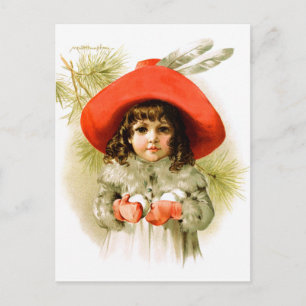 Maud Humphrey: Winter Girl with Snowballs Postkarte