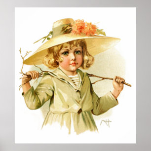 Maud Humphrey: Winter-Mädchen mit Niederlassung Poster