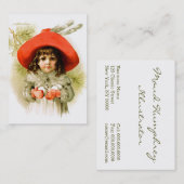 Maud Humphrey: Winter-Mädchen mit Schneebällen Visitenkarte (Vorne/Hinten)