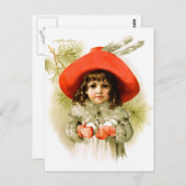 Maud Humphrey: Wintermädchen mit Snowballs Postkarte (Vorne/Hinten)