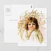 Maud Humphrey: Wintermädchen unter Mistletoe Postkarte (Vorne/Hinten)
