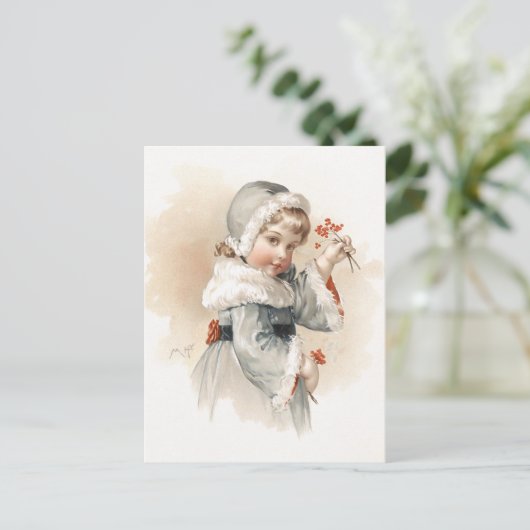 Maud Humphreys Winter-Mädchen Postkarte (Stehend Vorderseite)