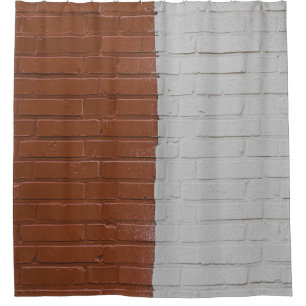 Mauer aus braunem und weißem Beton Duschvorhang