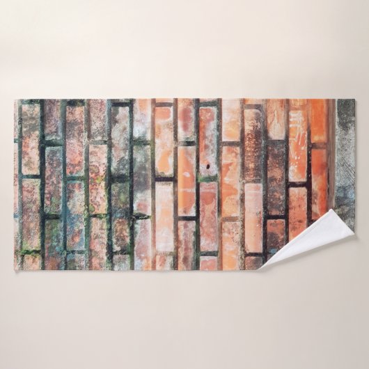 Mauer aus rotem Backstein mit stainsabstrakter, al Badehandtuch (Badehandtuch)