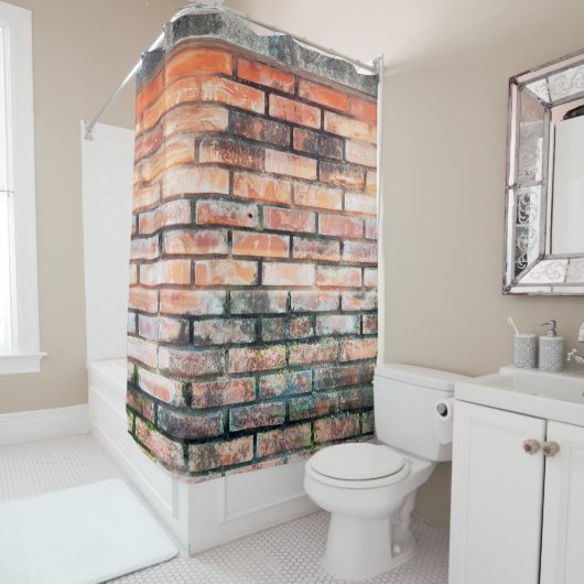 Mauer aus rotem Backstein mit stainsabstrakter, al Duschvorhang (Beispiel)