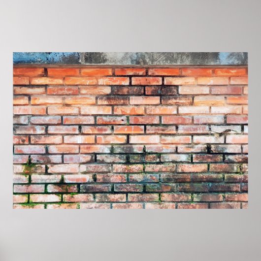 Mauer aus rotem Backstein mit stainsabstrakter, al Poster (Vorne)