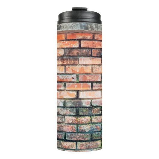 Mauer aus rotem Backstein mit stainsabstrakter, al Thermosbecher (Vorderseite)