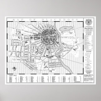 Mauer Karte der Stadt Blackross Poster