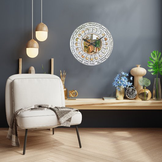 Mauer-Uhr für die Prüfung des Urins im Mittelalter Große Wanduhr