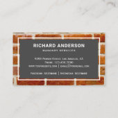 Mauerbau Red Bricks Wall Bricklay Visitenkarte (Rückseite)