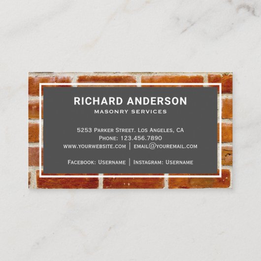 Mauerbau Red Bricks Wall Bricklay Visitenkarte (Rückseite)