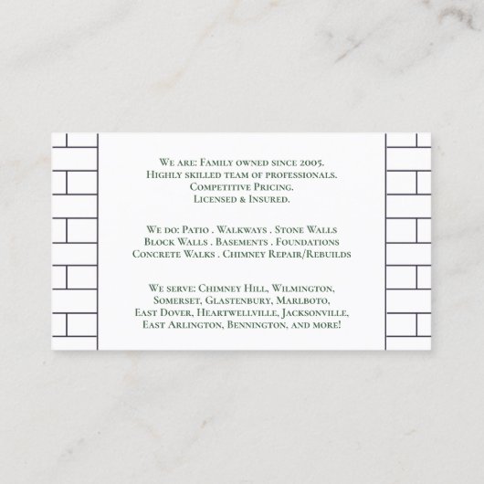 Mauerbau - Visitenkarte (Rückseite)