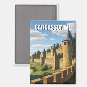 Mauern von Carcassonne Frankreich Reisen Magnet (Vorderseite/Rückseite)