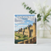 Mauern von Carcassonne Frankreich Reisen Postkarte (Stehend Vorderseite)