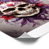 Mauersteine, Lila und rot, Blumenschädel Poster (Ecke)