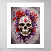 Mauersteine, Lila und rot, Blumenschädel Poster (Vorne)