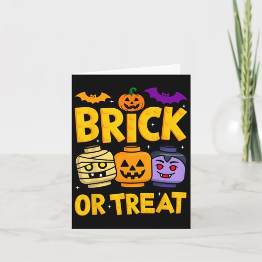 Mauersteine oder Leckerei Halloween-Meisterbaustei Karte (Vorderseite)