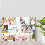 Mauerstil Familie Foto Collage Grau Leinwanddruck<br><div class="desc">Erstellen Sie Ihre eigene Foto-Collage im Mauerwerk auf einer hellgrauen Leinwand. Die Fotovorlage ist für Sie bereit, um 9 Ihrer beliebtesten Fotos in der Familie anzuzeigen. Das Set ist für Sie bereit. Ihre Fotos werden automatisch in einem Mauerwerk angezeigt, mit 2 Landschaften und 1 Porträtbild auf jeder der 3 Reihen....</div>