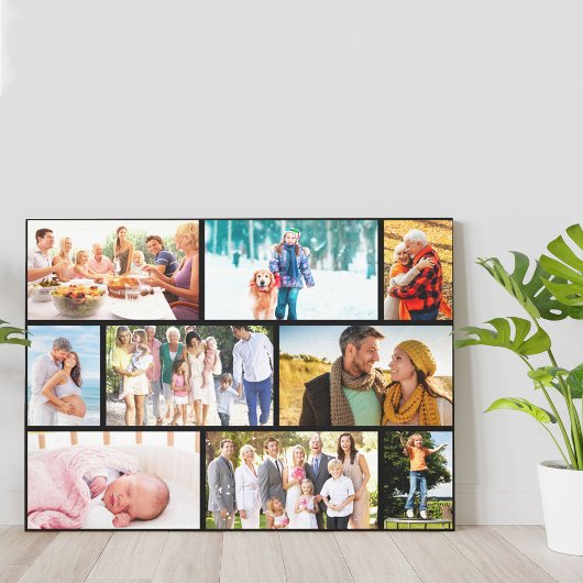 Mauerstil Familie Foto Collage Schwarz Leinwanddruck