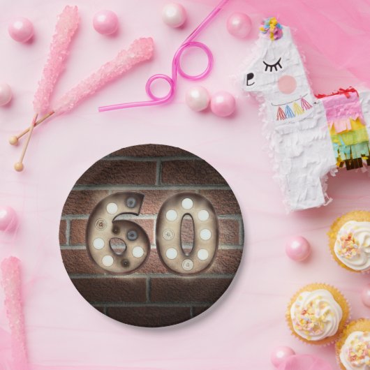 Mauerwerk aus Ziegelstein aus dem 60. Pappteller (Party)