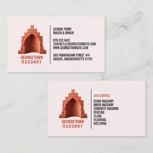 Mauerwerk Chimney Business Card Visitenkarte (Vorne/Hinten)