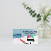 Mauerwerk des Auftragnehmers | Paint Roller House  Visitenkarte (Stehend Vorderseite)