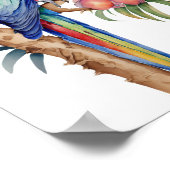 Mauerwerk Macaw Parrot mit tropischen Blume Poster (Ecke)