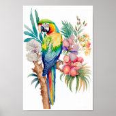 Mauerwerk Macaw Parrot mit tropischen Blume Poster (Vorne)