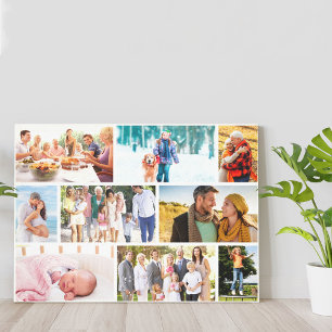 Mauerwerk-Stil Familienfoto-Collage Weiß Leinwanddruck