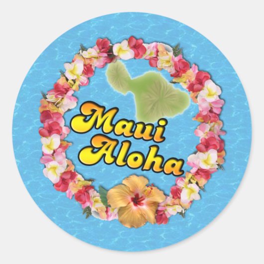 Maui Aloha Runder Aufkleber (Vorderseite)