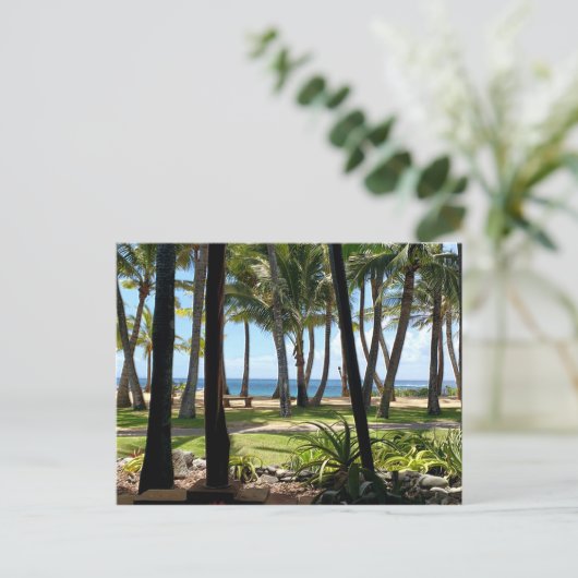 Maui Beach Hawaii Palm Trees Postkarte (Stehend Vorderseite)