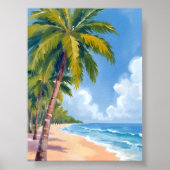 Maui Beach Palm Trees Hawaii Malerei Poster (Vorne)