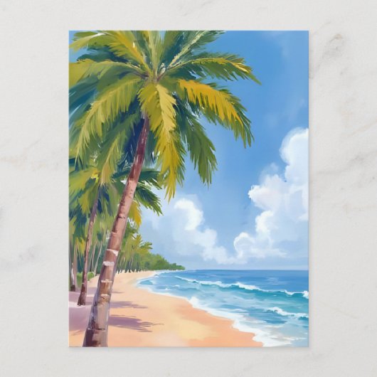 Maui Beach Palm Trees Malerei Postkarte (Vorderseite)