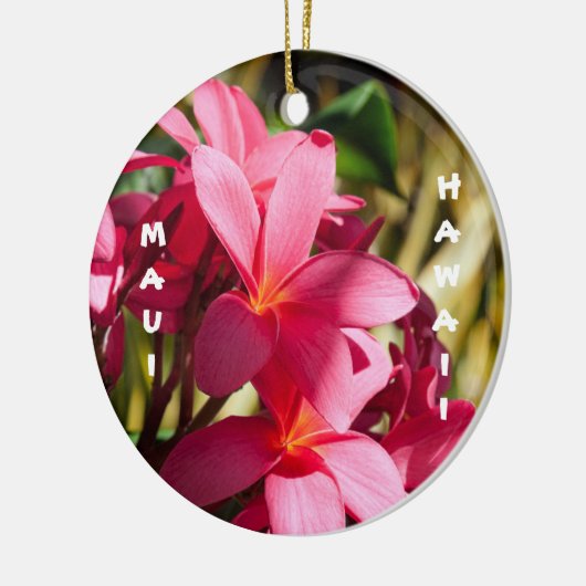 Maui, Blume Plumeria in Rosa und Weiß Keramik Ornament (Links)