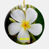 Maui, Blume Plumeria in Rosa und Weiß Keramik Ornament (Hinten)