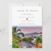 Maui Hawaii Aquarell Save the Date Hochzeit