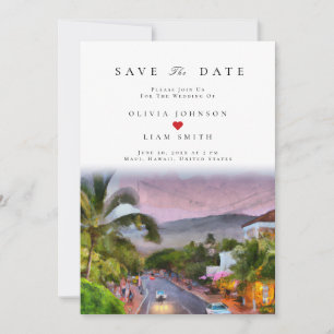 Maui Hawaii Aquarell Save the Date Hochzeit Einladung