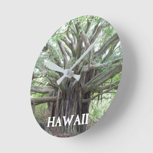 Maui Hawaii Bayan Tree Clock Runde Wanduhr (Winkel)