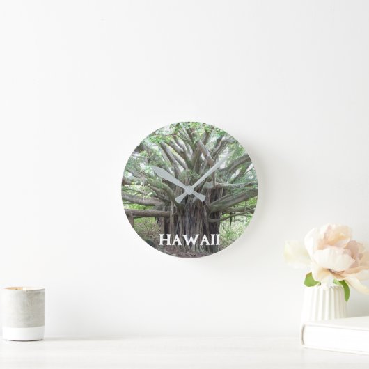 Maui Hawaii Bayan Tree Clock Runde Wanduhr (Zuhause)