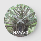 Maui Hawaii Bayan Tree Clock Runde Wanduhr (Vorderseite)